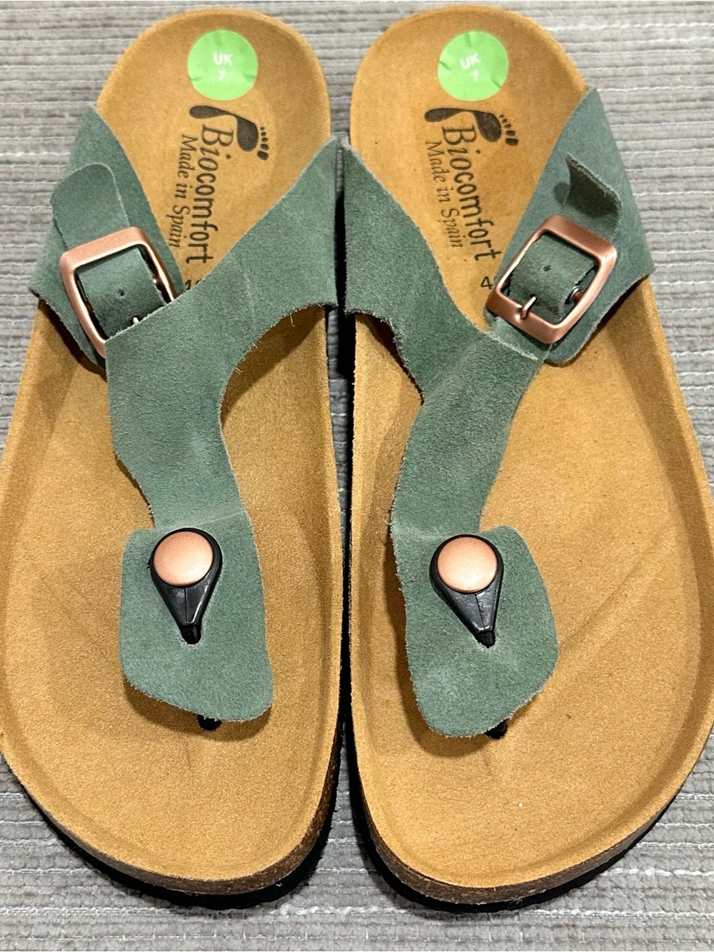 Biocomfort Suede Clogs Mules Shoes Green Mint Sage Made in Spain Women's Size 9 - Picture 6 of 9